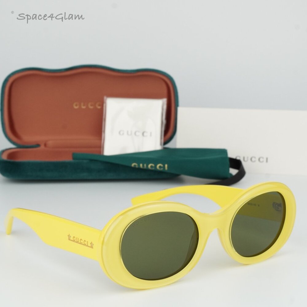 BRAND NEW Gucci GG1587S 004 Yellow Green Women Oval Sunglasses GG 1587S